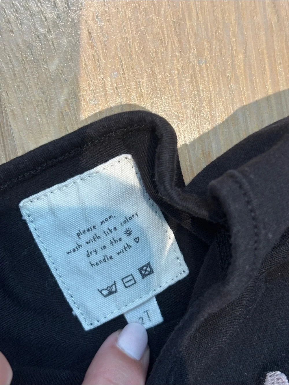 Kids Black Pajama Set with 'please mom' Script